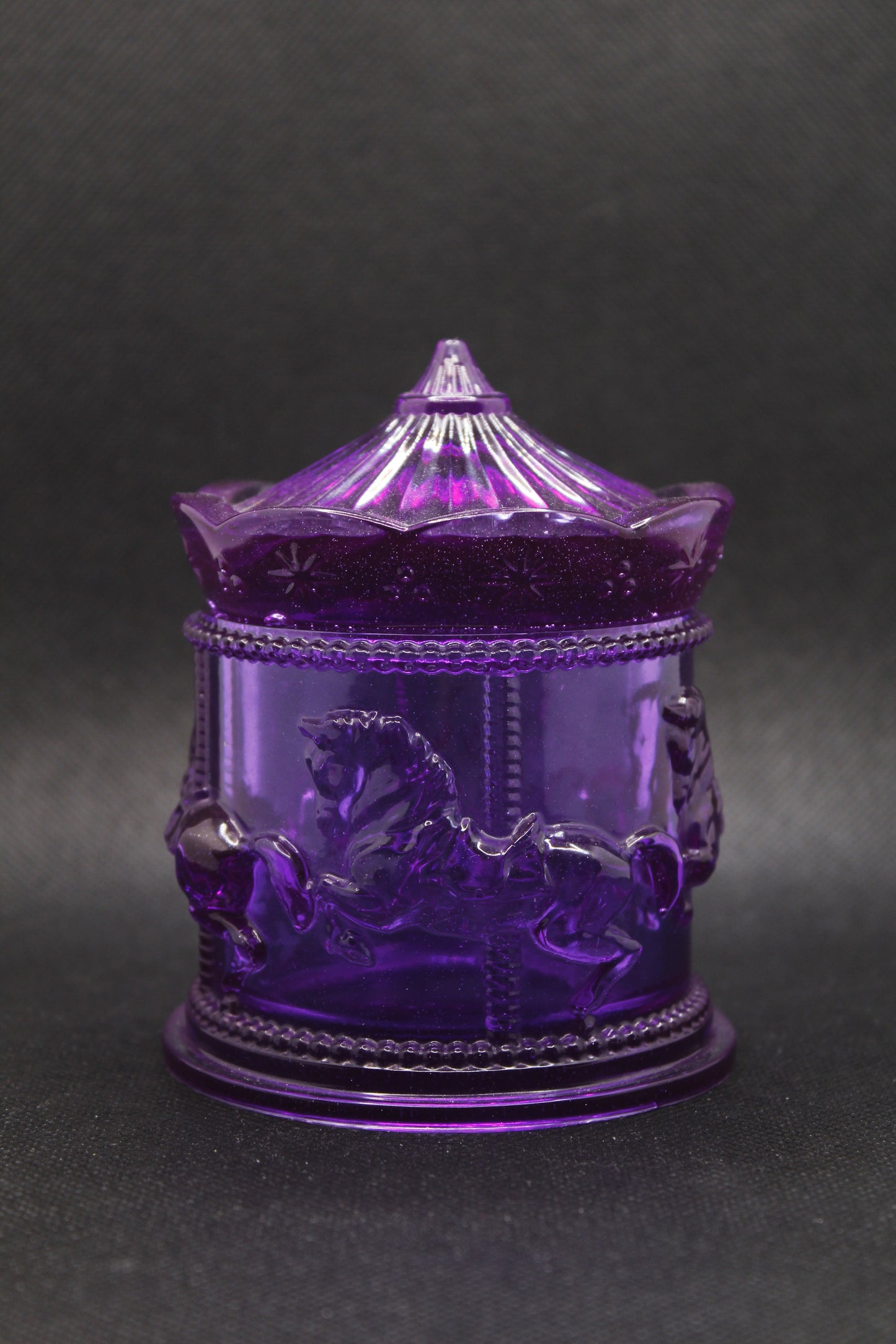 Boite à bijoux carrousel violette à paillettes