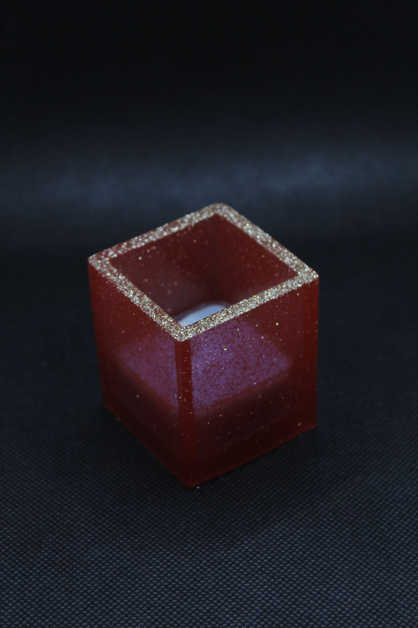 Bougeoir rouge à paillettes