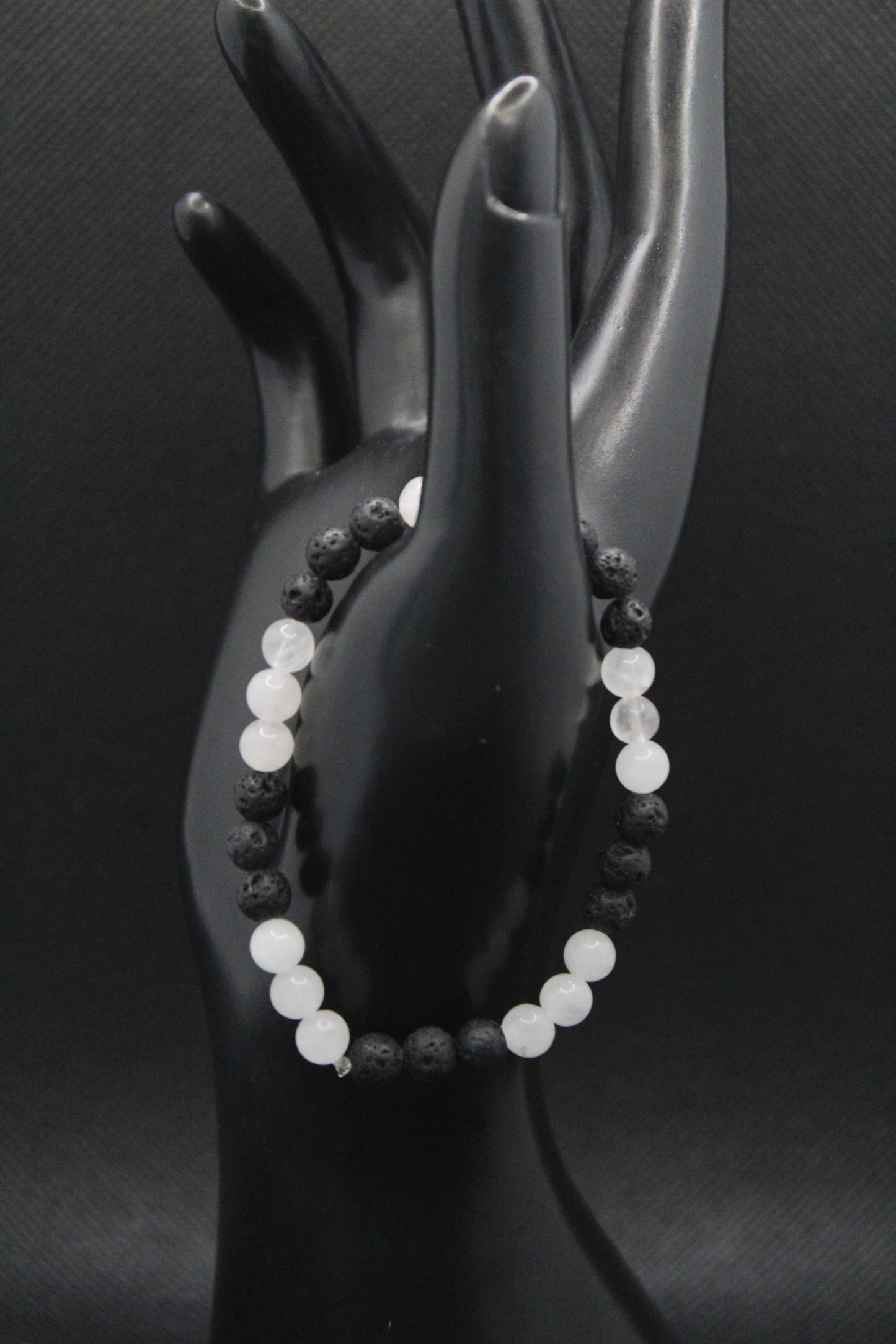 Bracelet pierre volcanique et quartz rose