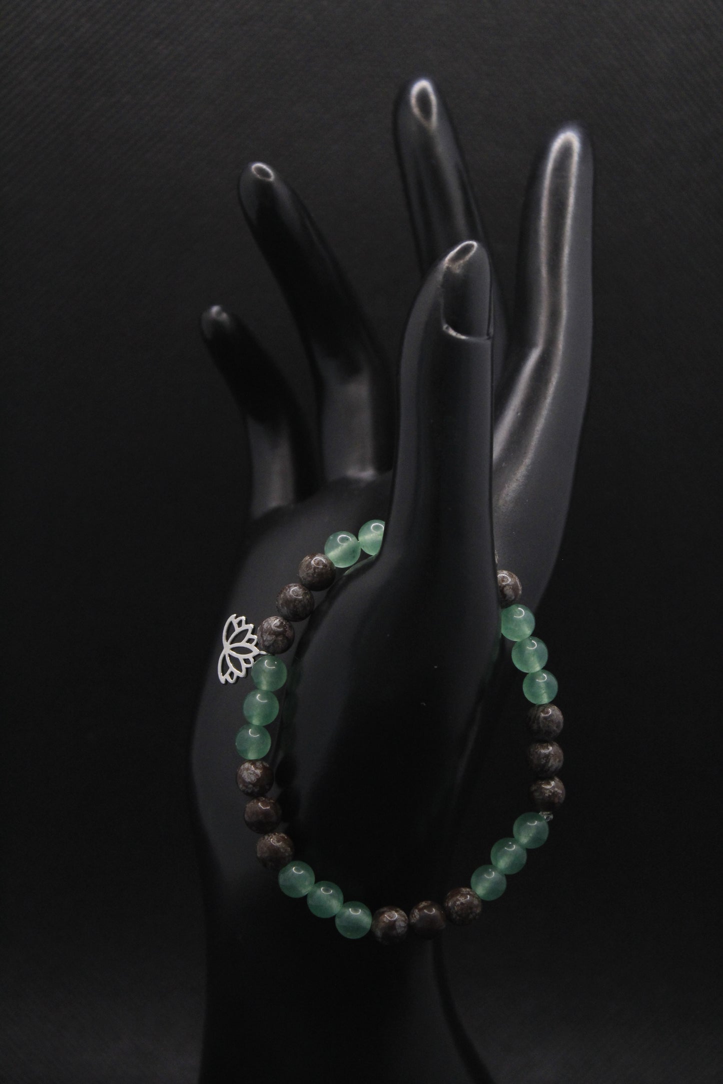 Bracelet obsidienne neige et aventurine