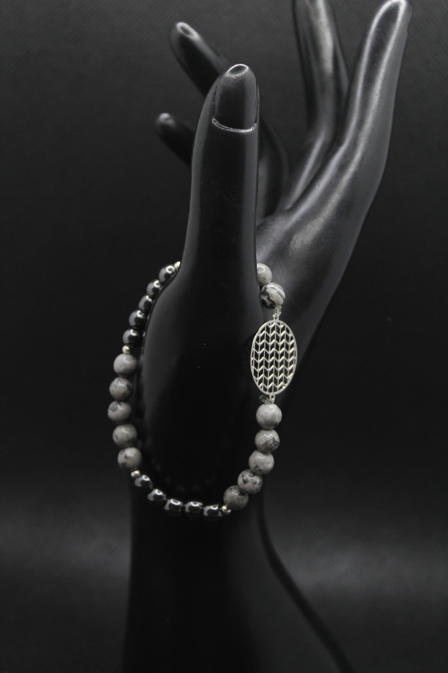 Bracelet hématite et jaspe picasso