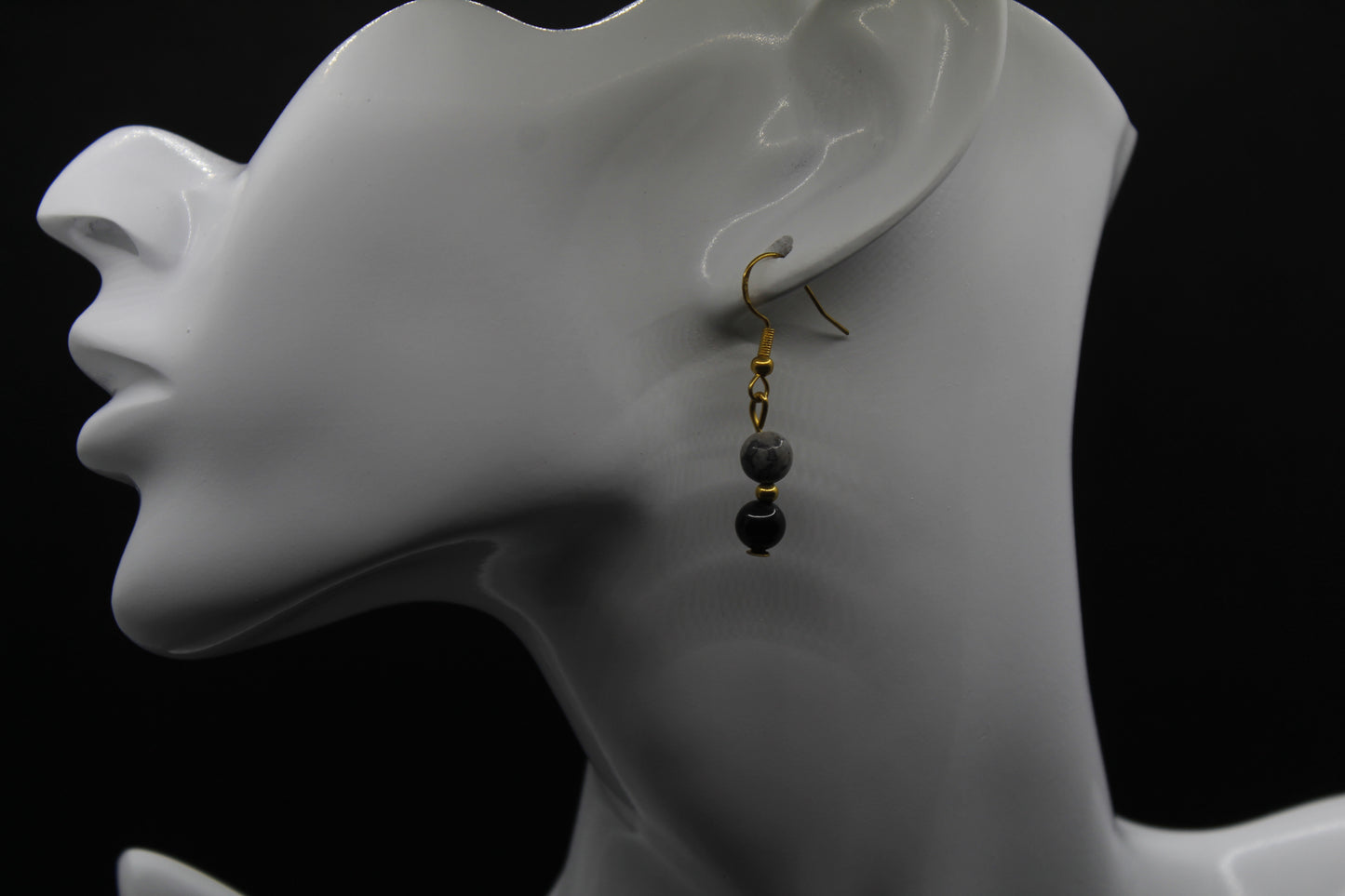 Boucle d'oreilles jaspe picasso et obsidienne