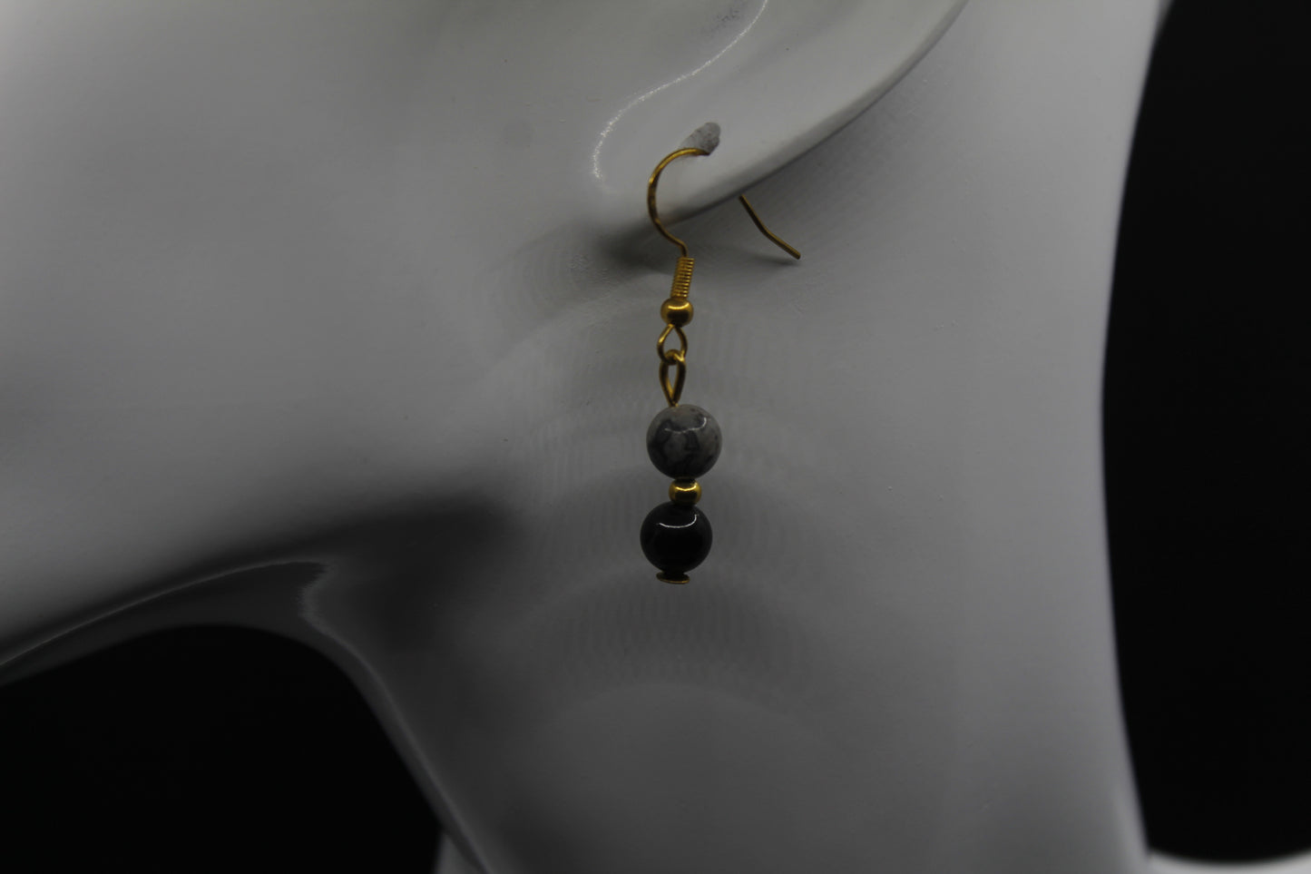 Boucle d'oreilles jaspe picasso et obsidienne