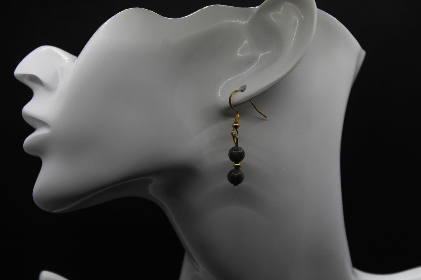 Boucle d'oreilles obsidienne neige