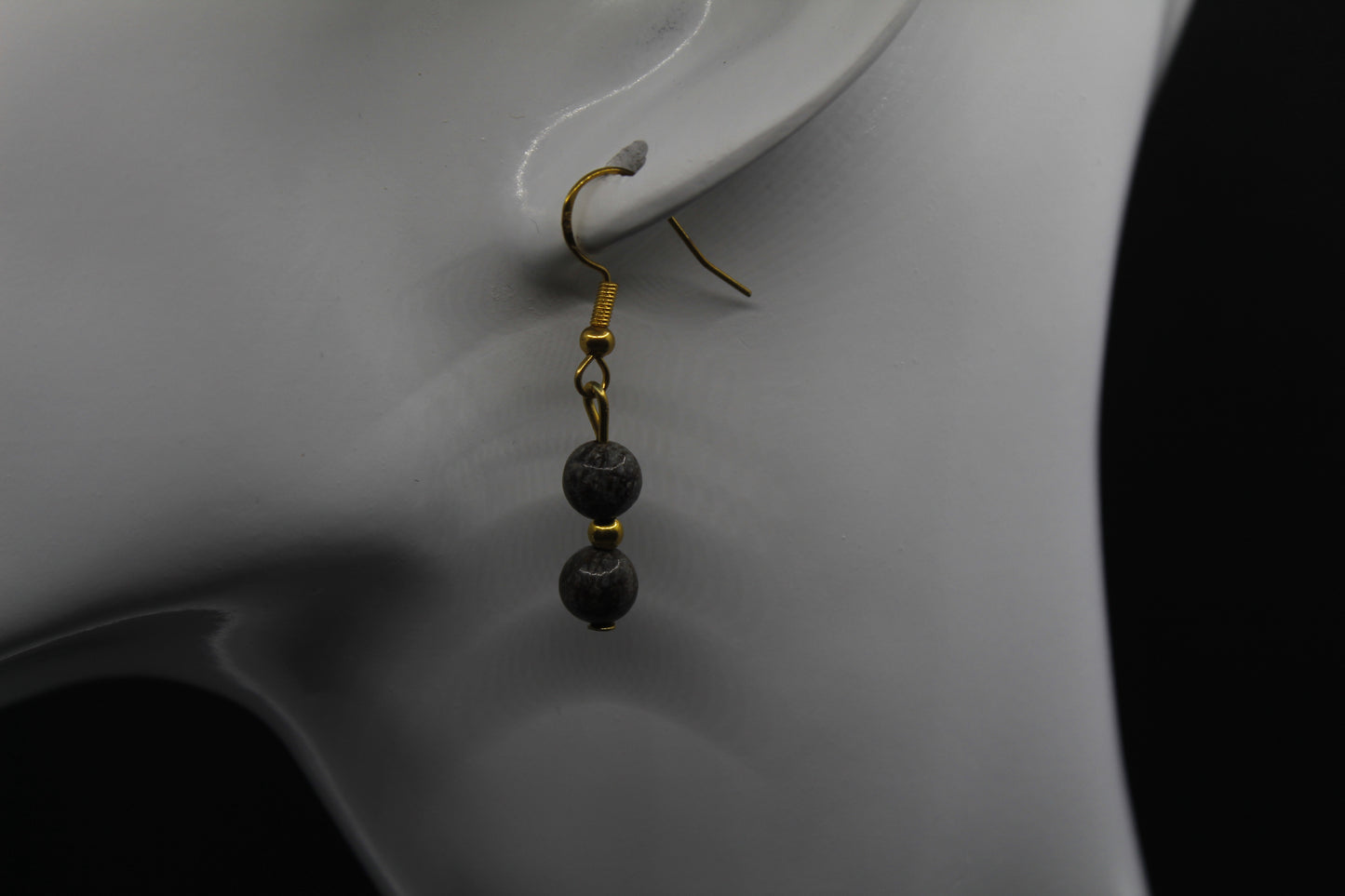 Boucle d'oreilles obsidienne neige