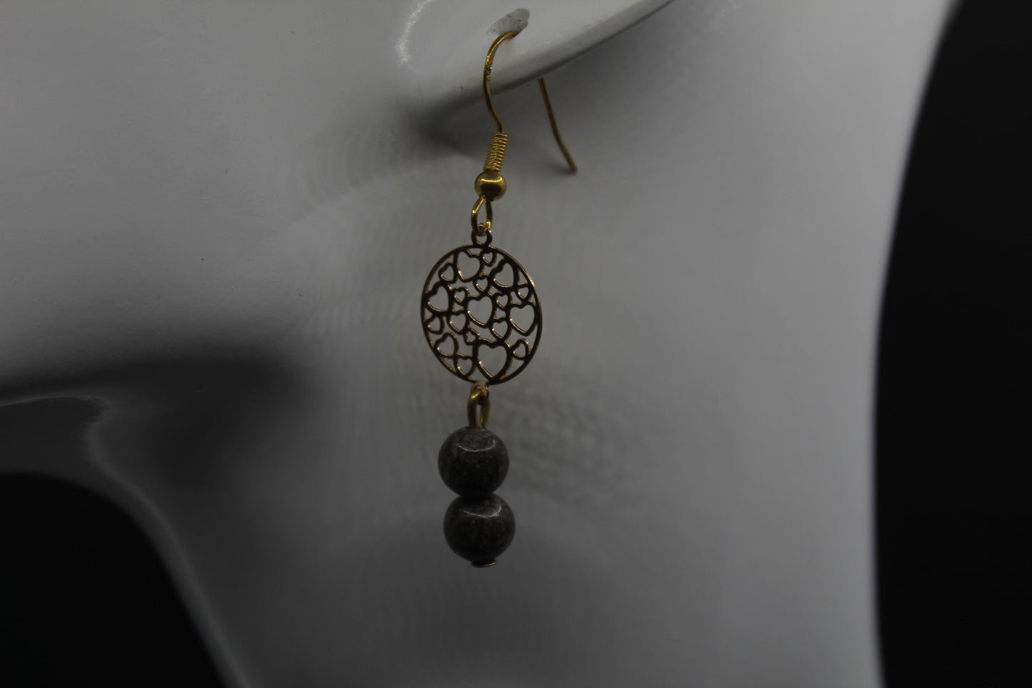 Boucle d'oreilles obsidienne neige