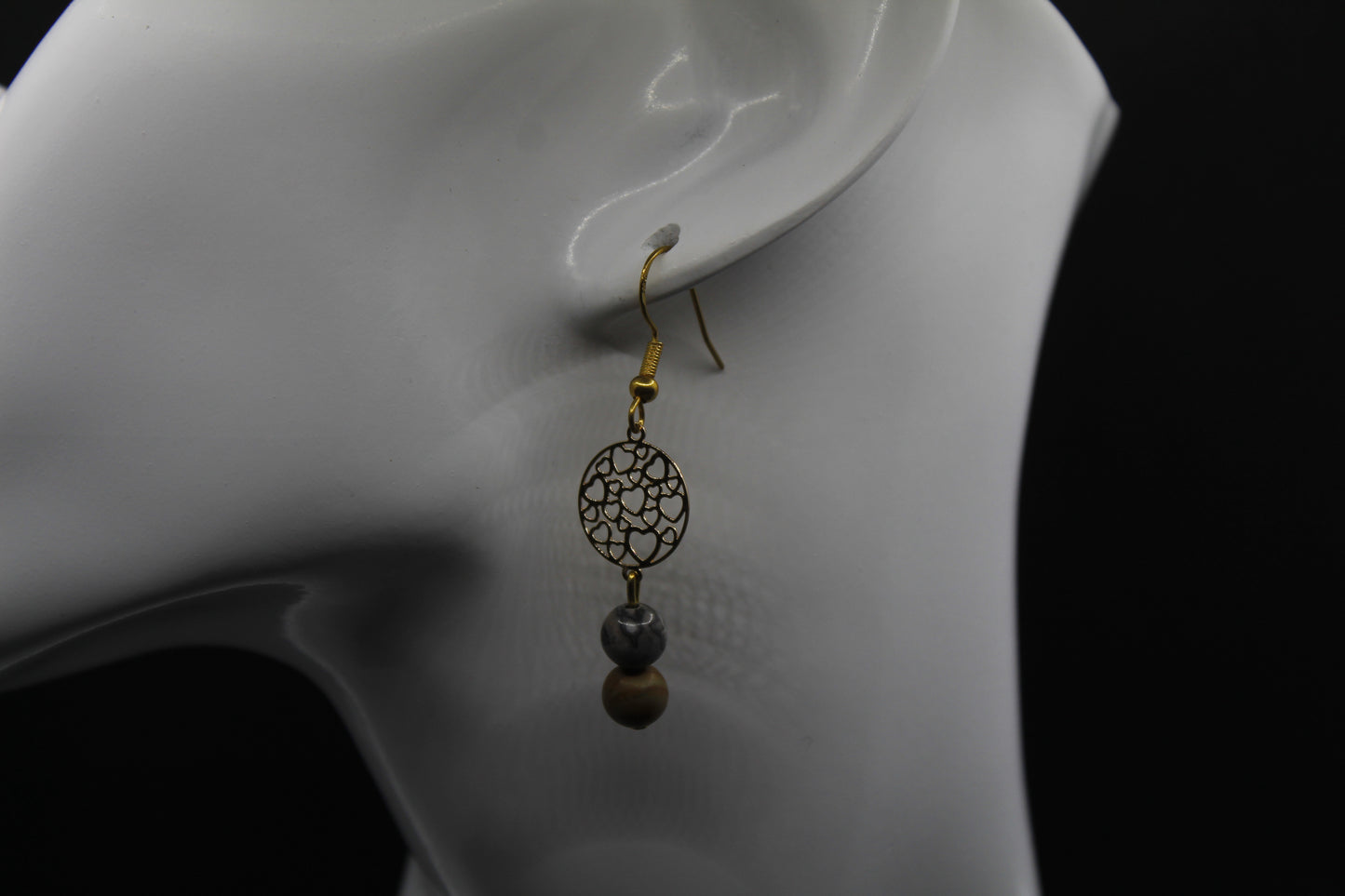 Boucle d'oreilles jaspe picasso et wood jasper