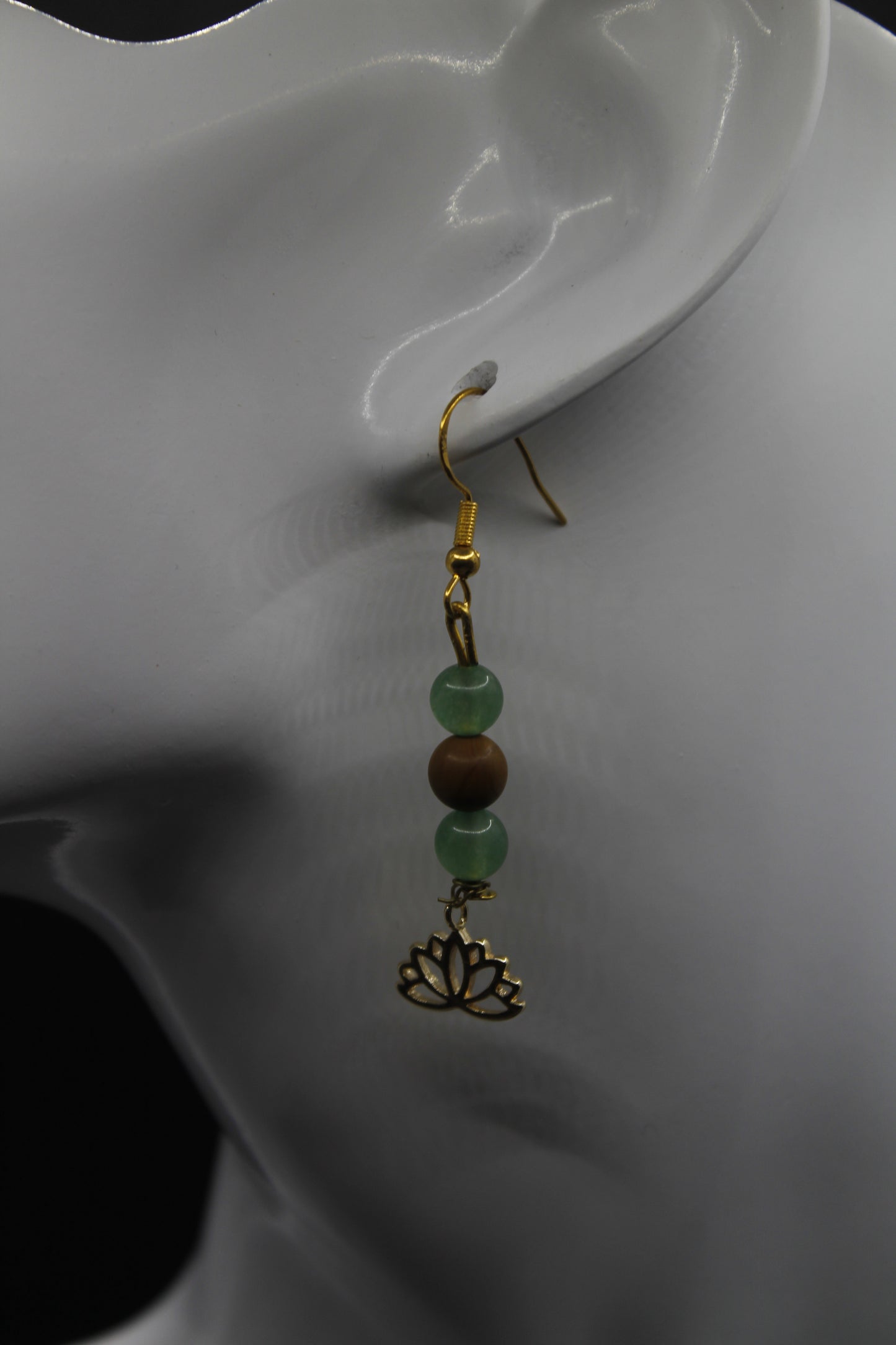 Boucle d'oreilles aventurine et wood jasper