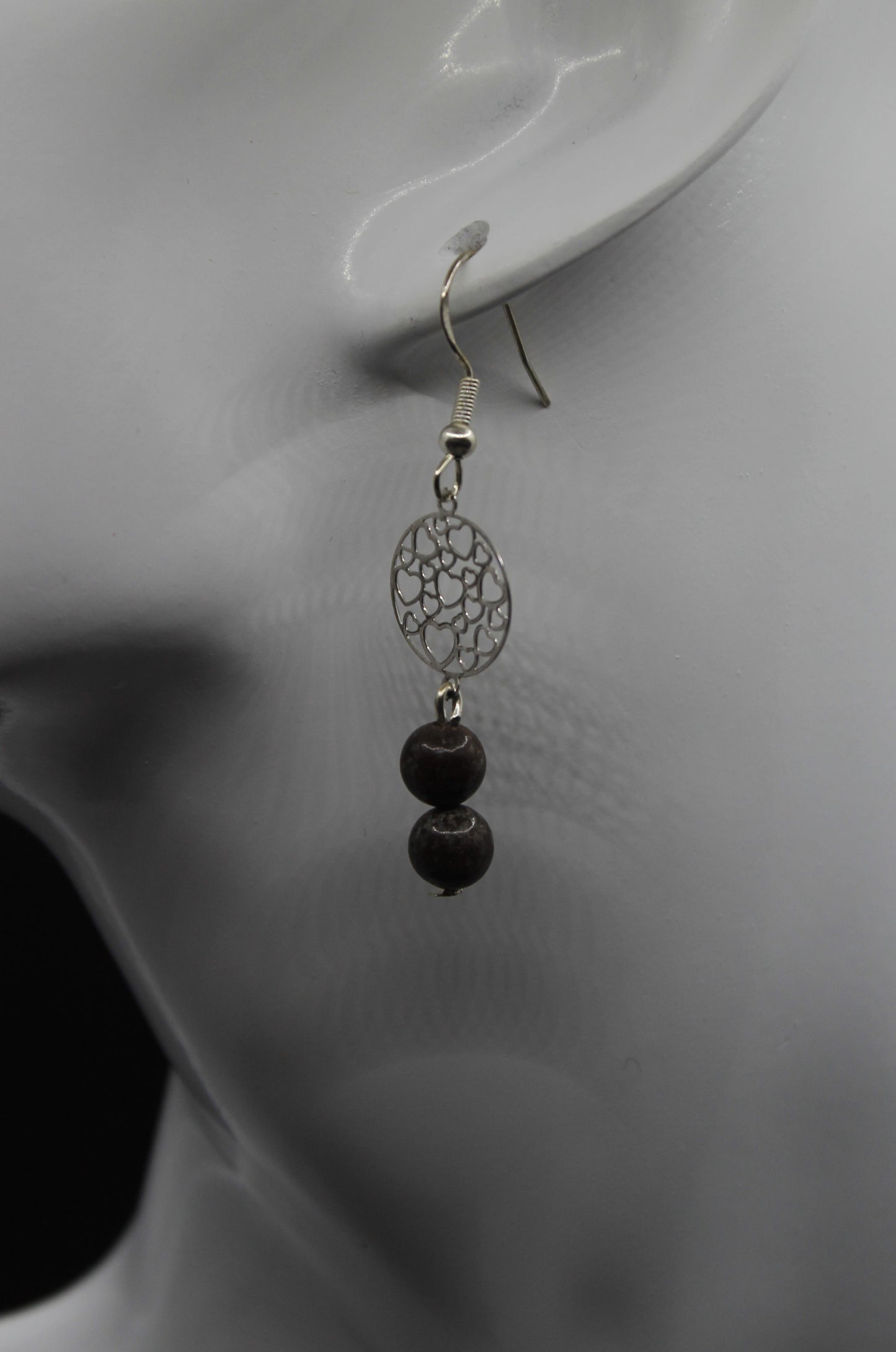 Boucle d'oreilles obsidienne neige
