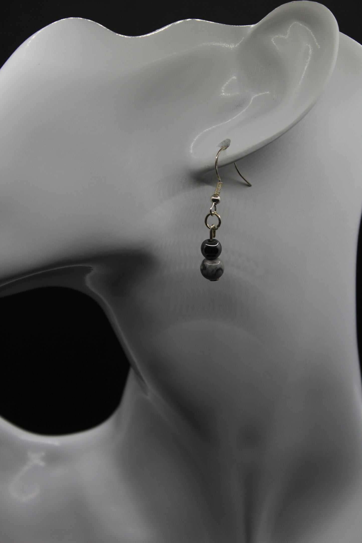 Boucle d'oreilles hématite et jaspe picasso