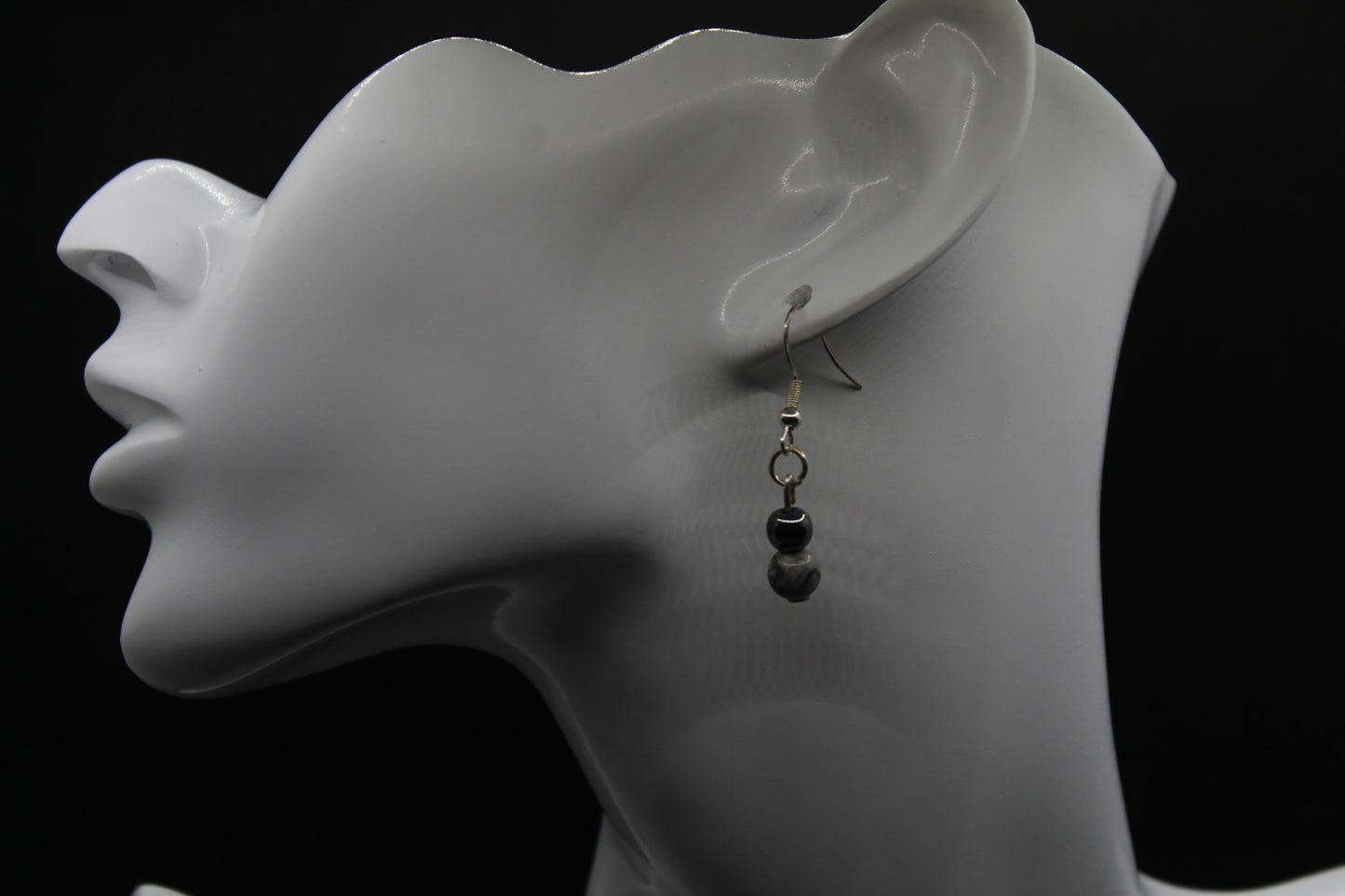 Boucle d'oreilles hématite et jaspe picasso