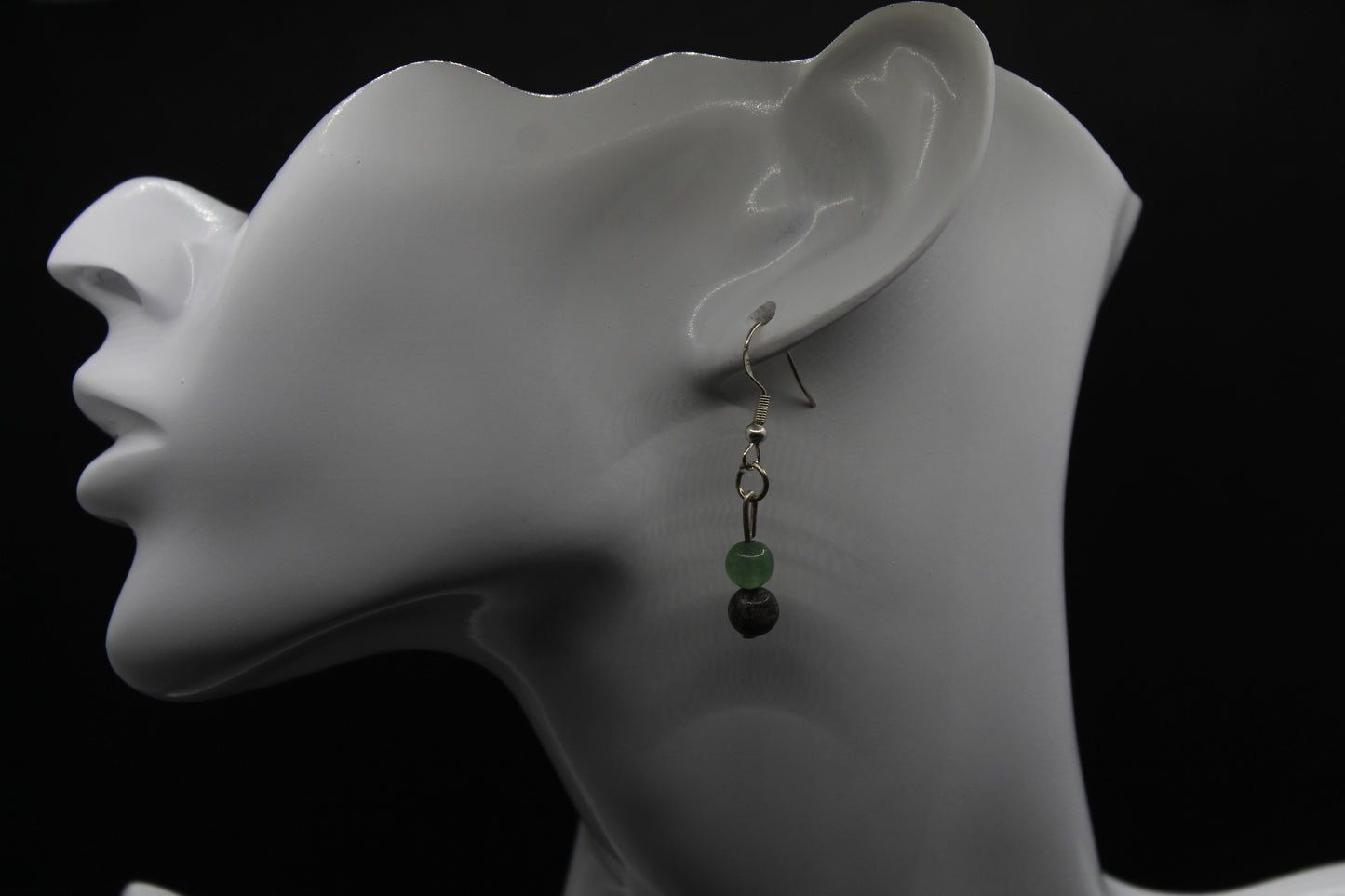 Boucle d'oreilles aventurine et obsidienne neige