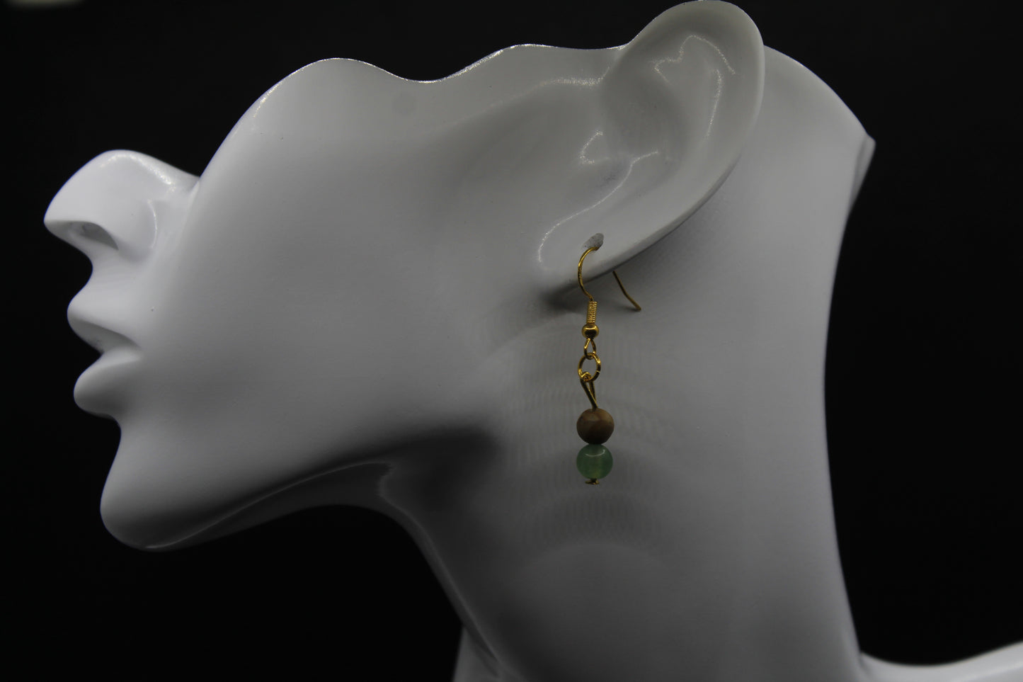 Boucle d'oreilles wood jasper et aventurine