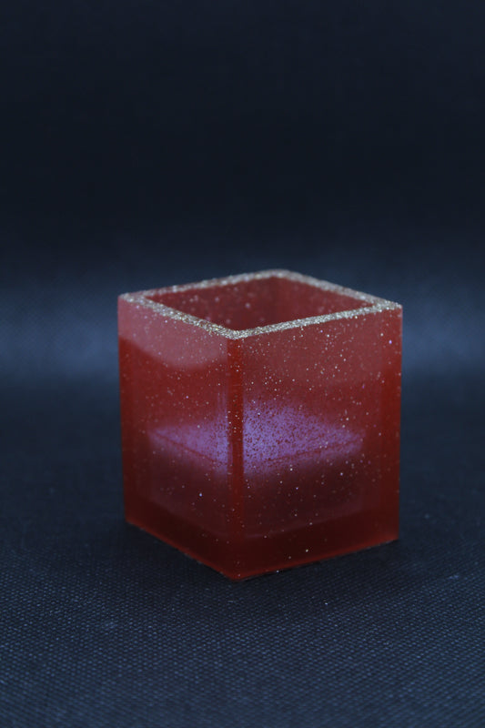 Bougeoir rouge à paillettes