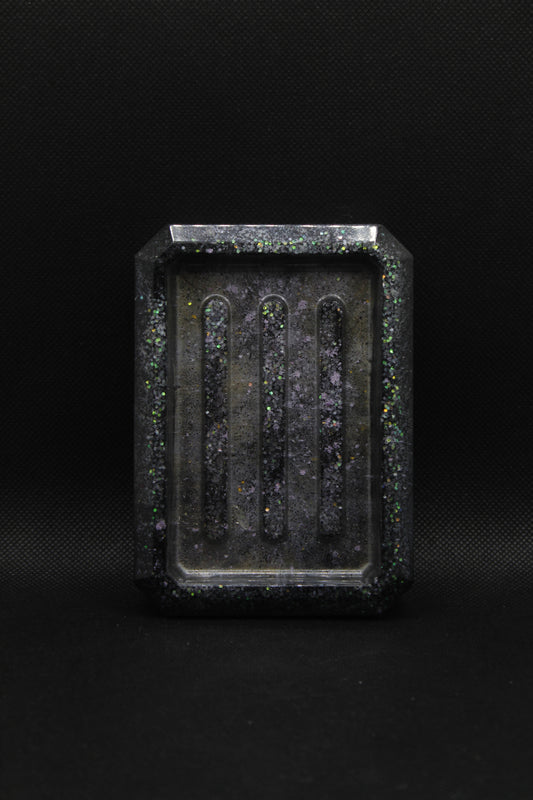 Porte savon noir métallique à paillettes