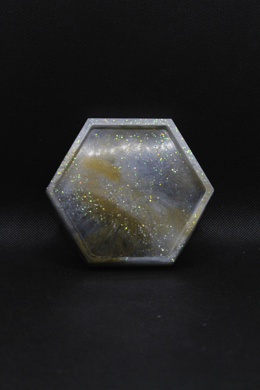 Vide poches blanc et or à paillettes