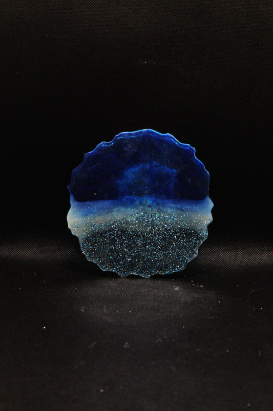 Dessous de verres bleu avec paillettes bleues
