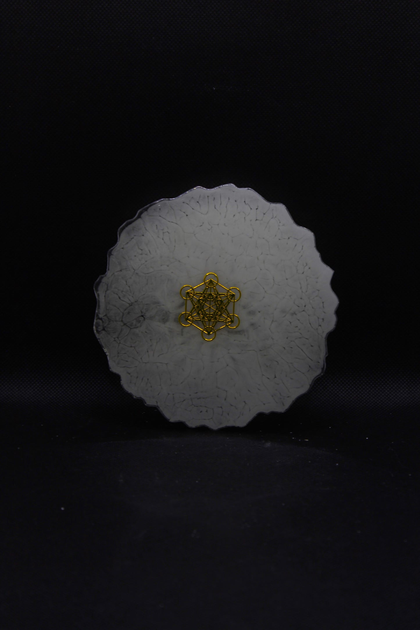 Dessous de verres blanc avec cube de metatron