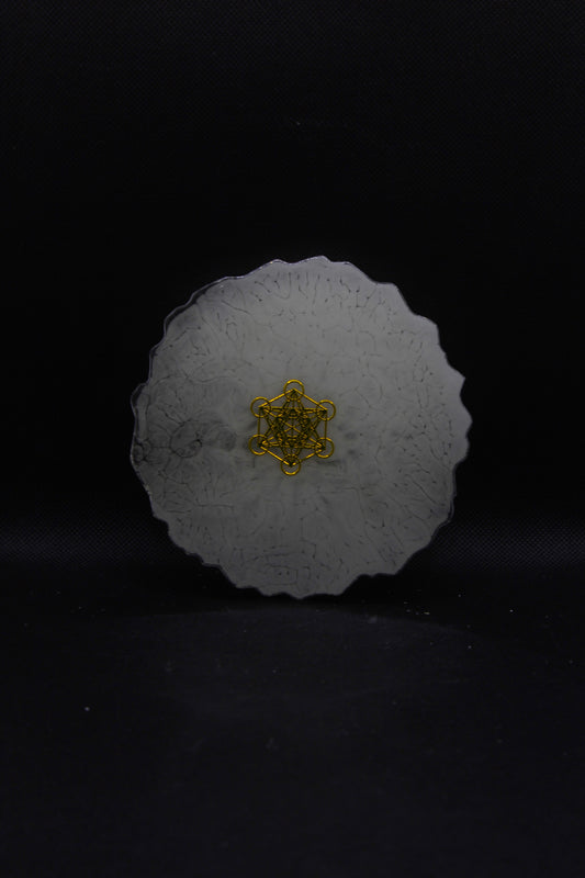 Dessous de verres blanc avec cube de metatron