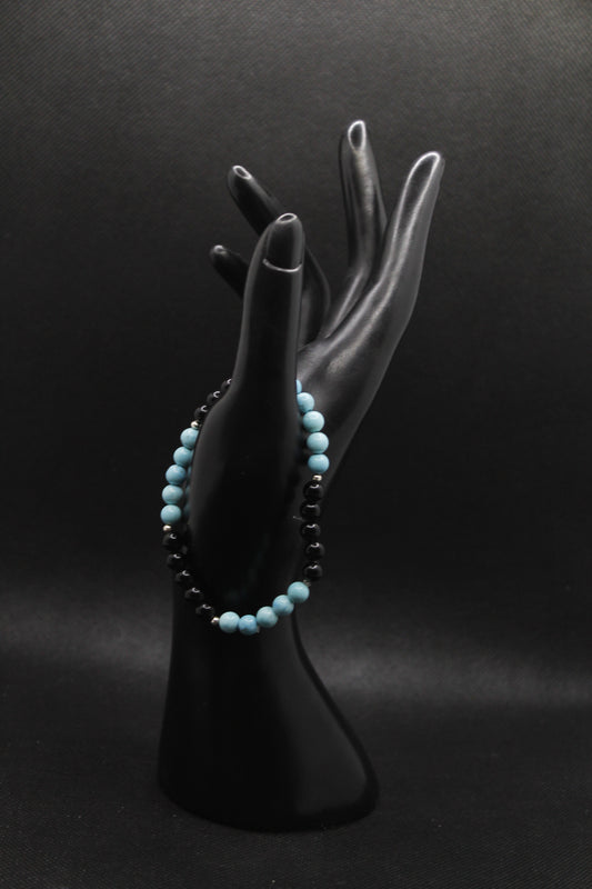 Bracelet turquoise et obsidienne