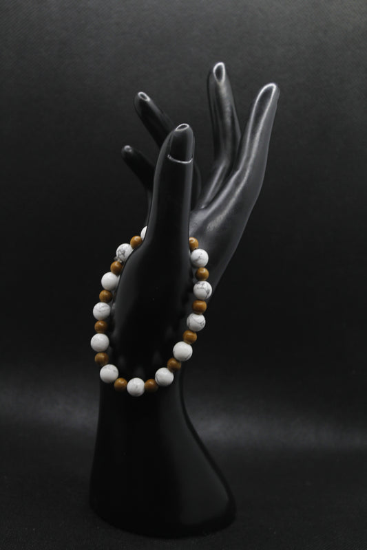Bracelet howlite et wood jasper