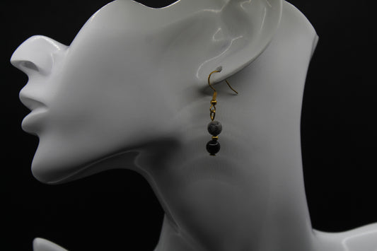 Boucle d'oreilles jaspe picasso et obsidienne