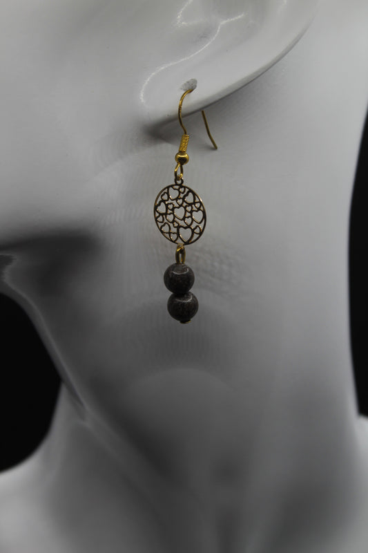 Boucle d'oreilles obsidienne neige