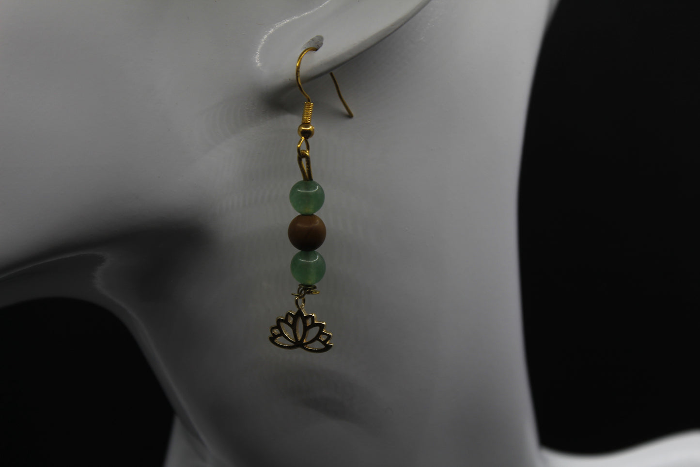 Boucle d'oreilles aventurine et wood jasper