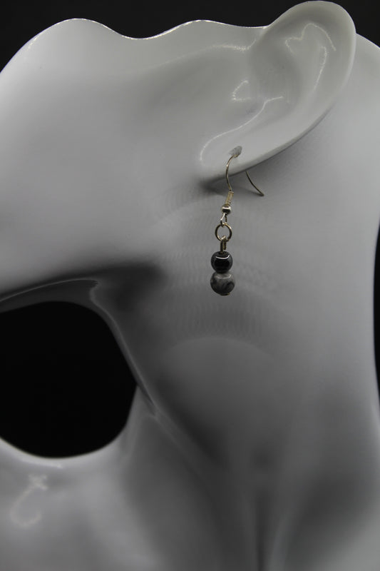 Boucle d'oreilles hématite et jaspe picasso