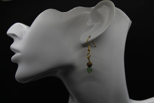 Boucle d'oreilles wood  jasper et aventurine