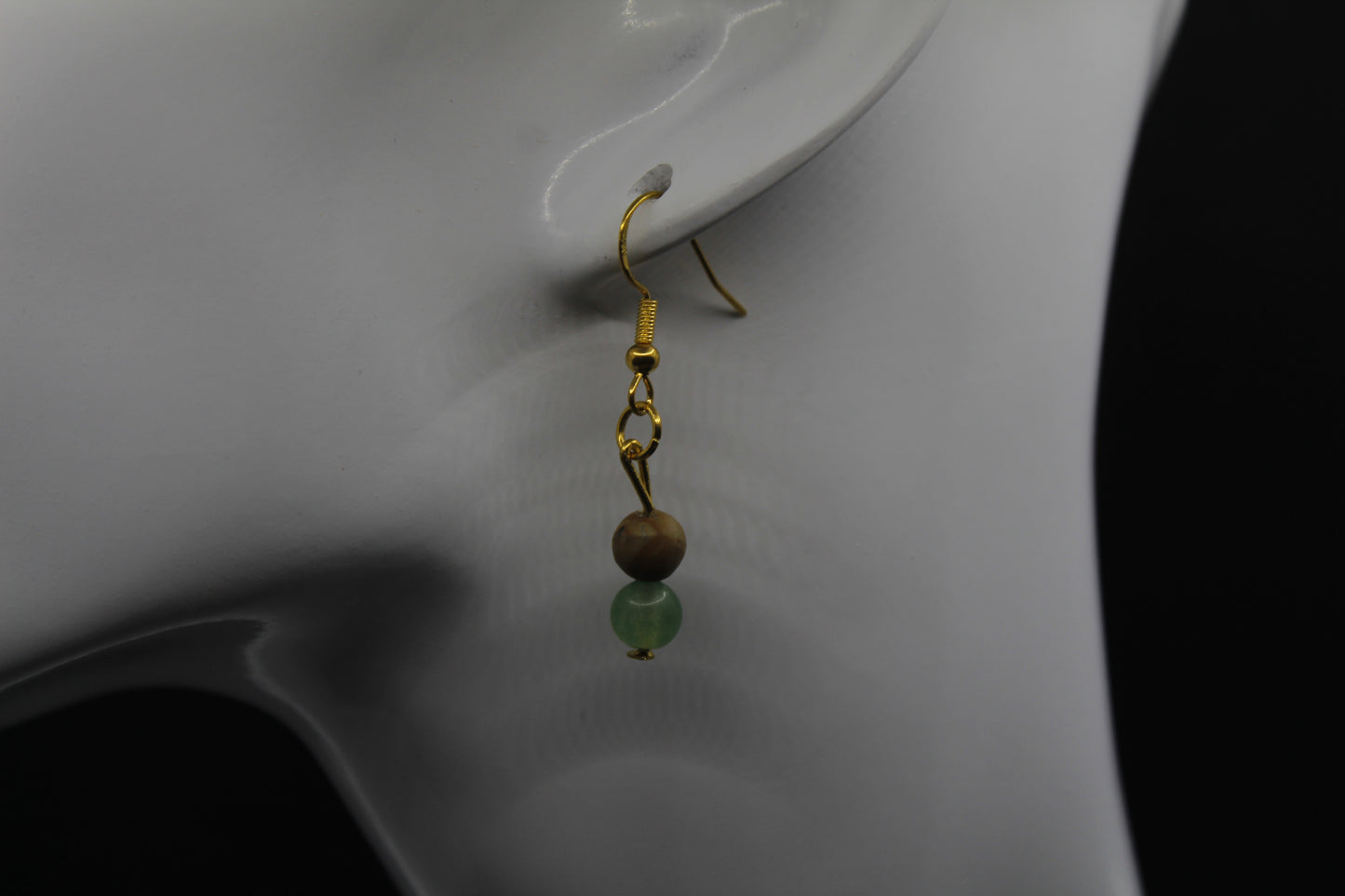 Boucle d'oreilles wood  jasper et aventurine